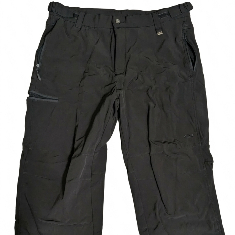CB Sports Mens XXL Convertible Cargo Hiking Pants Black Fleece Lined Softshell